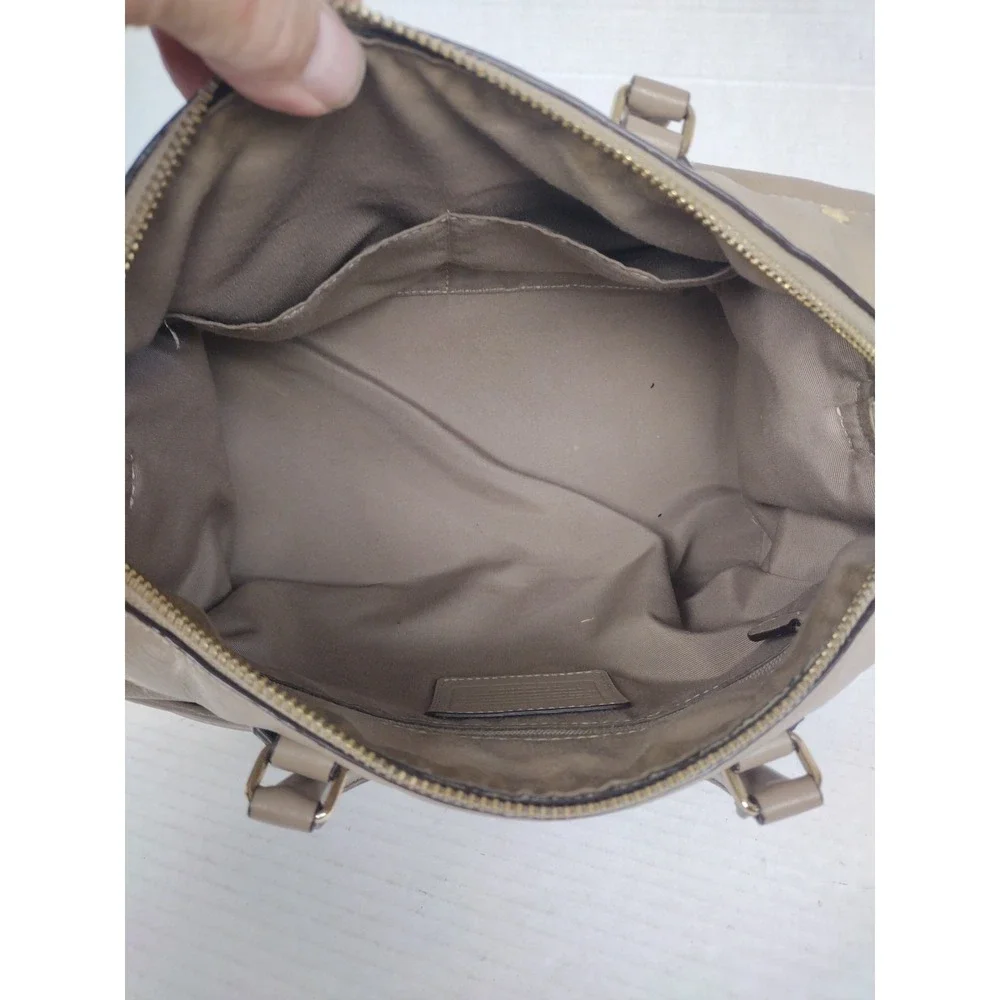 COACH F36672 Bennett Satchel Taupe Tan Pebble Leather Hand Bag Medium